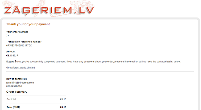 PayPal checkout skats